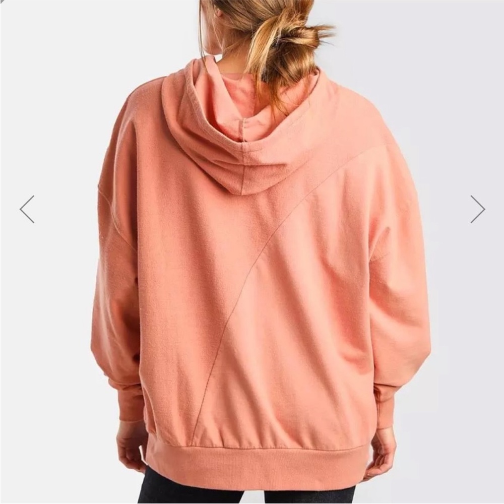 BKE Pieced Tonal Hooded Oversized Sweatshirt Dusty Coral. Womens size XL Pocket - Picture 7 of 7
